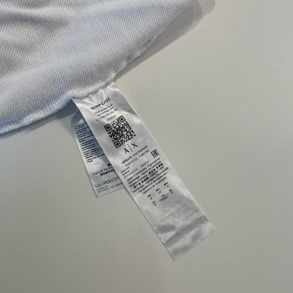 Armani Exchange White Hoodie with Logo - Picture 3 of 3
